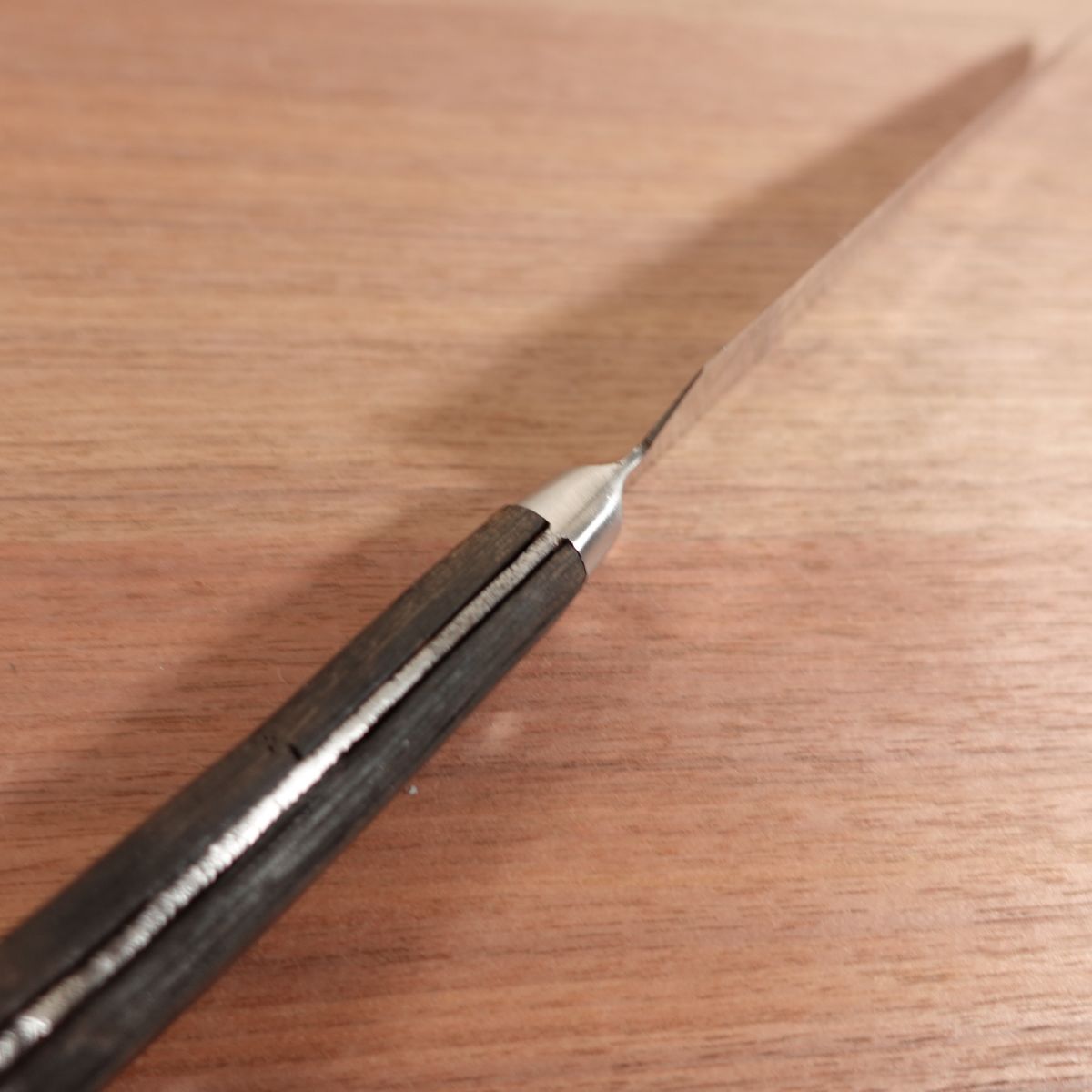 Sakai Ichimonji Mitsuhide SWORD Gyuto, Sharpened, Dimpled, Stainless Steel, Handle Crack and Wear, 205mm